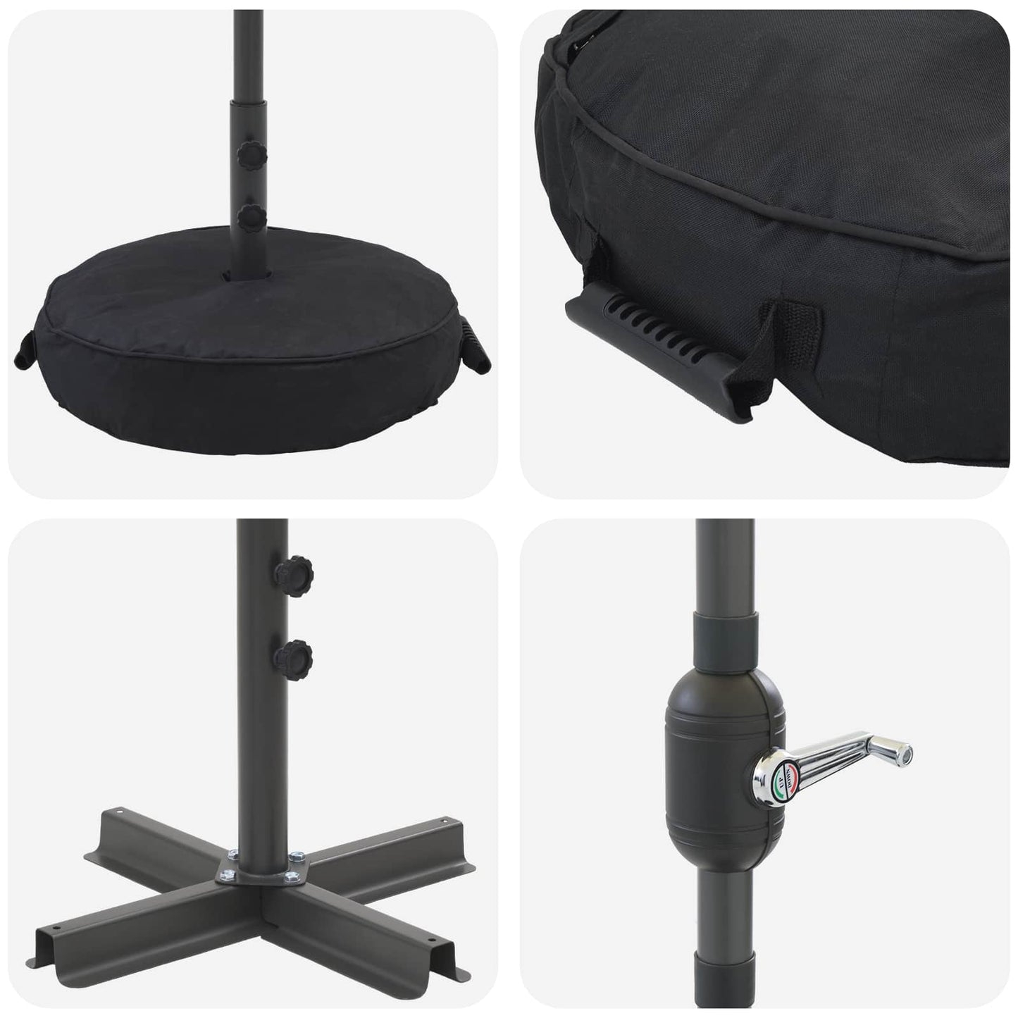 Garden Parasol with LED Lights and Base 270 x 270 cm Polyester