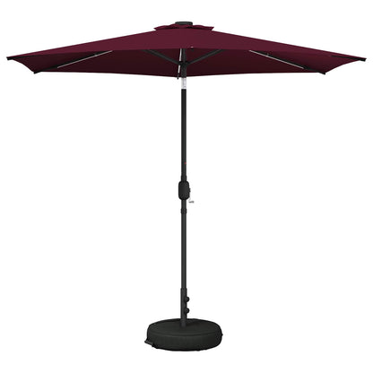 Garden Parasol with LED Lights and Base 270 x 270 cm Polyester