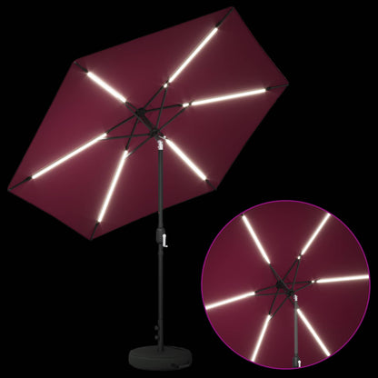 Garden Parasol with LED Lights and Base 270 x 270 cm Polyester