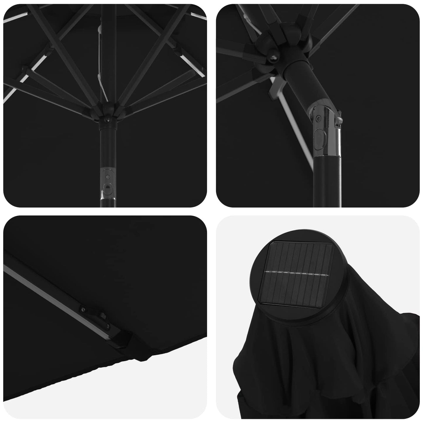Garden Parasol with LED Lights and Base 270 x 270 cm Polyester