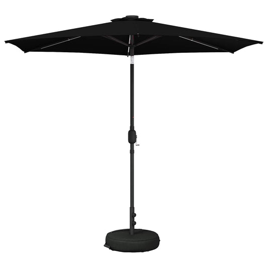 Garden Parasol with LED Lights and Base 270 x 270 cm Polyester