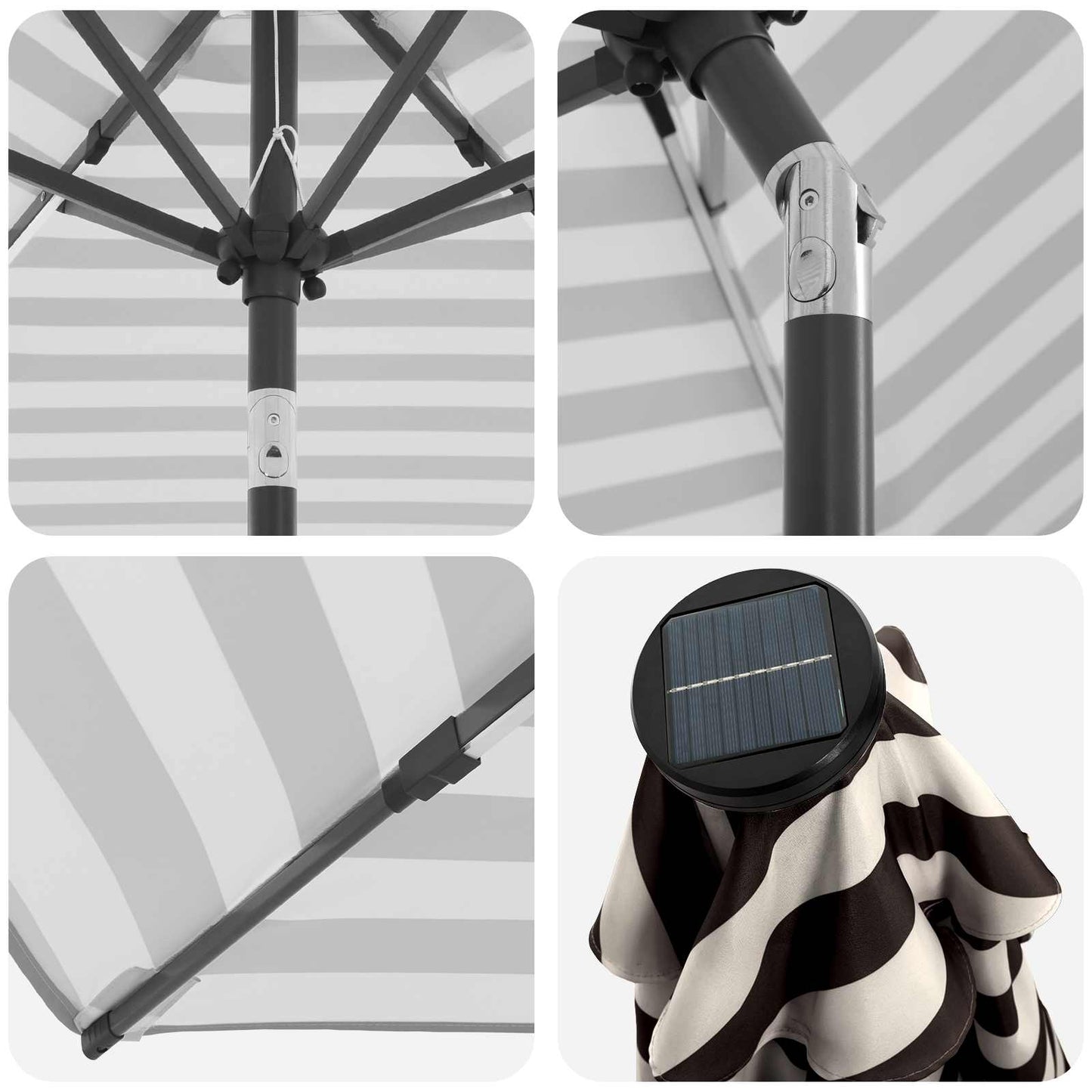 Garden Parasol with LED Lights and Base 270 x 270 cm Polyester