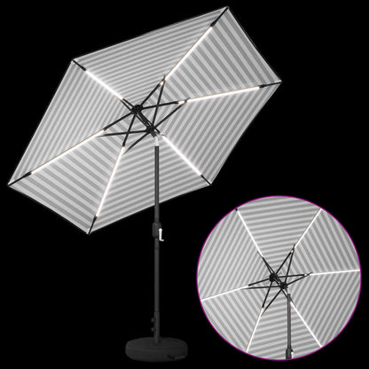 Garden Parasol with LED Lights and Base 270 x 270 cm Polyester
