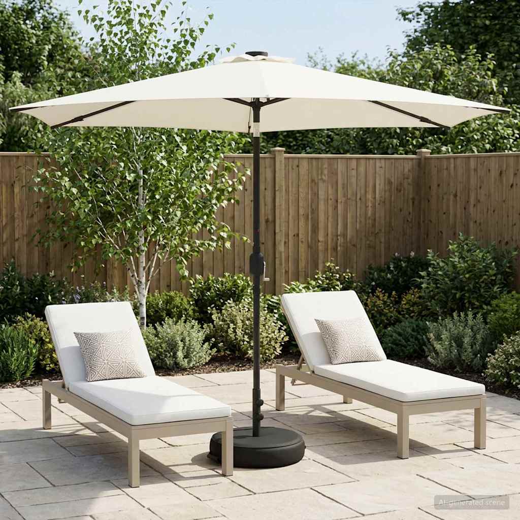 Garden Parasol with LED Lights and Base 300 x 300 cm Polyester