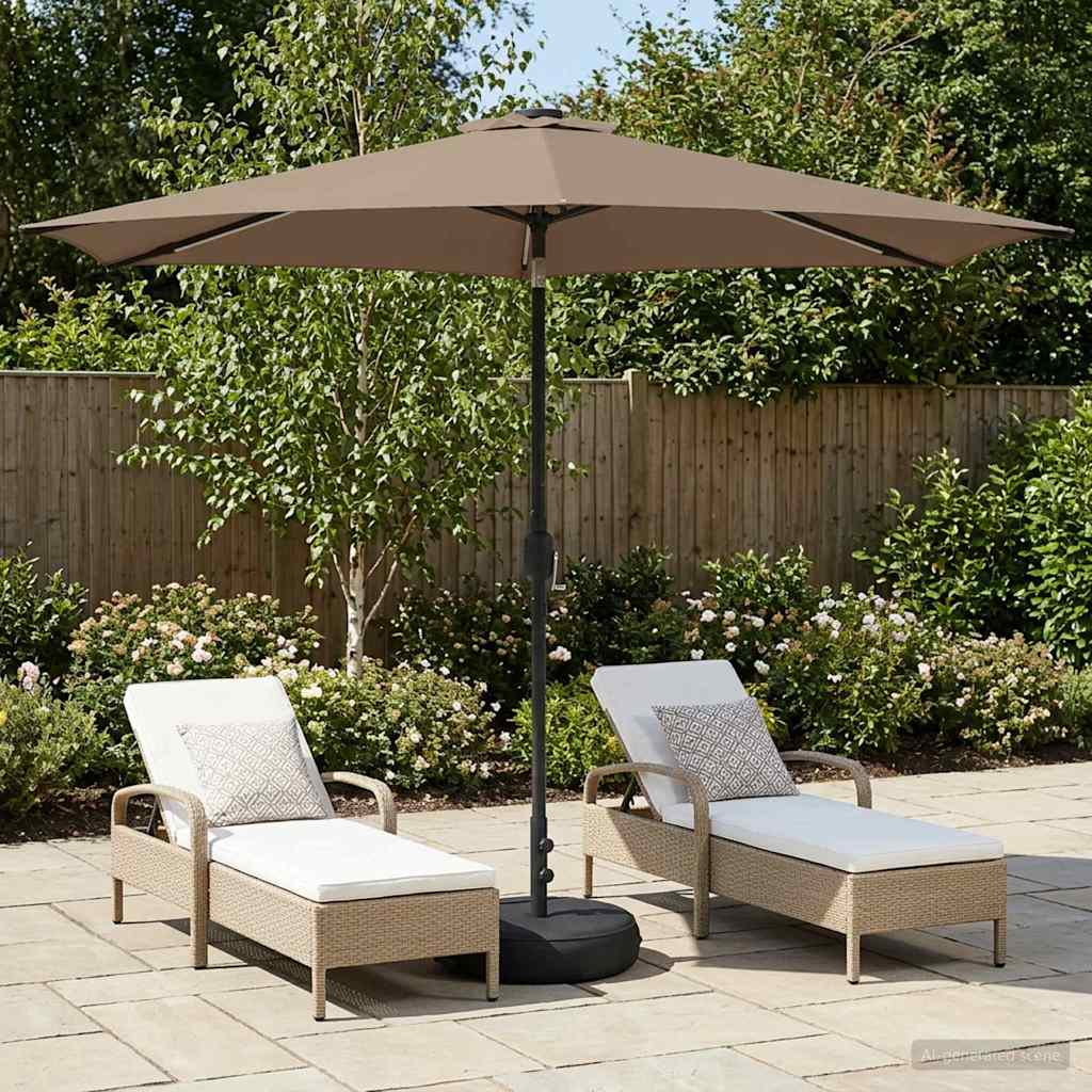 Garden Parasol with LED Lights and Base 300 x 300 cm Polyester