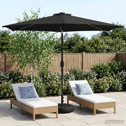 Garden Parasol with LED Lights and Base 300 x 300 cm Polyester