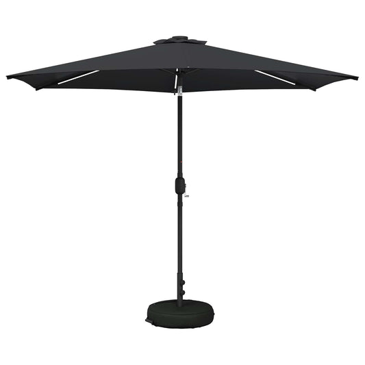 Garden Parasol with LED Lights and Base 300 x 300 cm Polyester