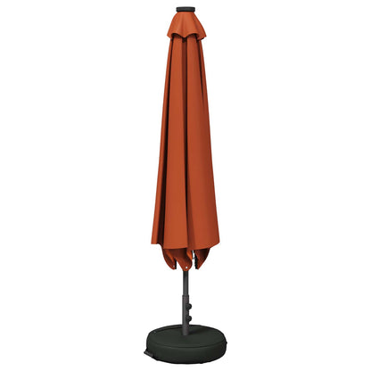 Garden Parasol with LED Lights and Base 300 x 300 cm Polyester