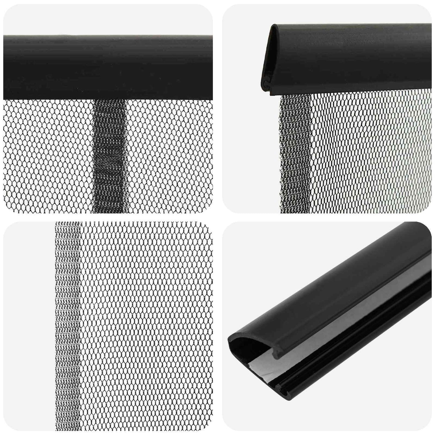 Insect Door Screen with Mesh Curtain Black 80 x 220 cm