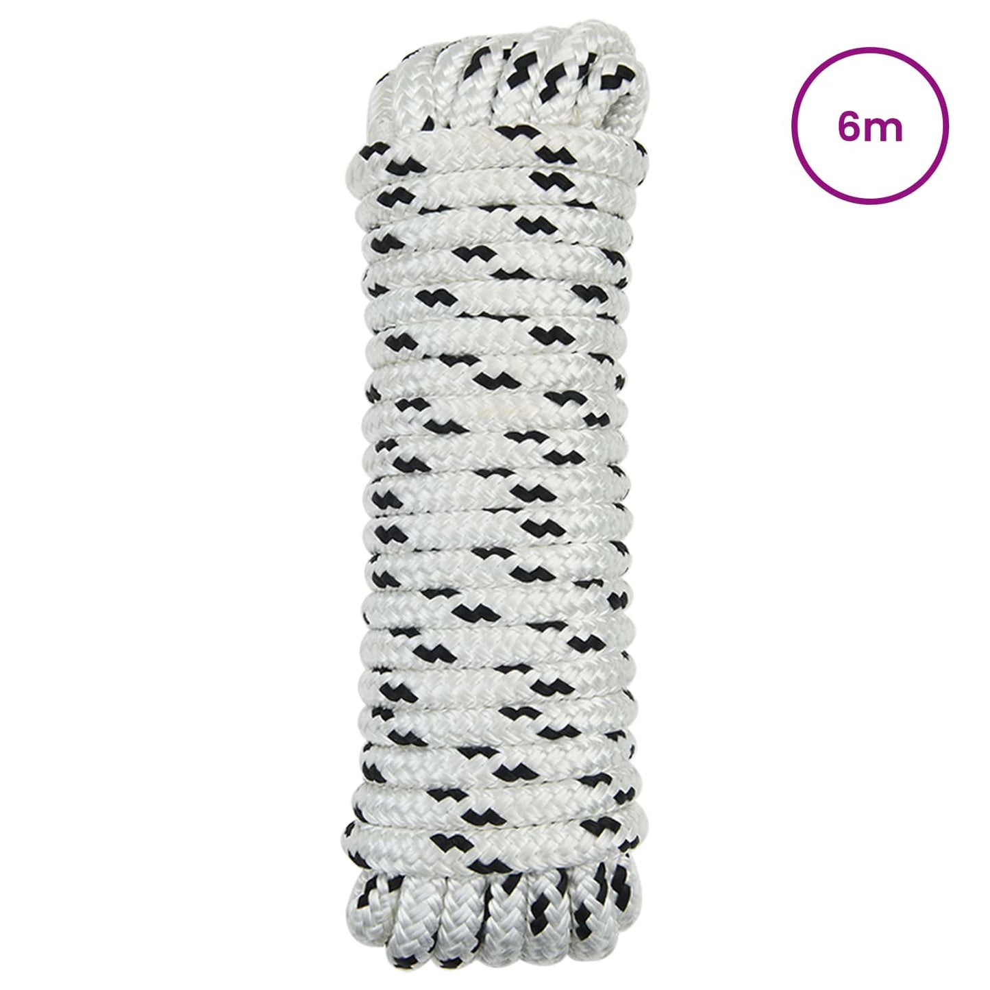 Boat Rope 6 m 1.2 White and Black Polyester