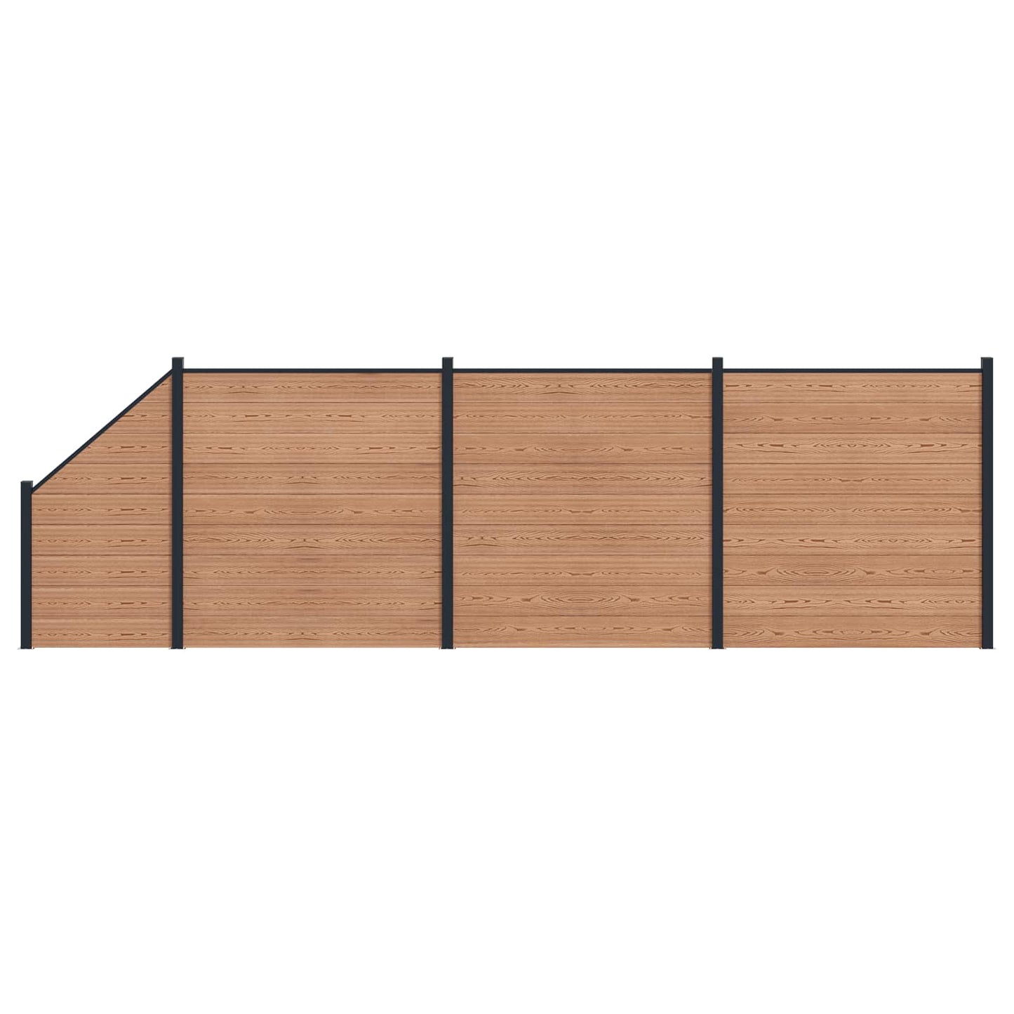 Fence Panel 4 pcs WPC and Aluminium Brown