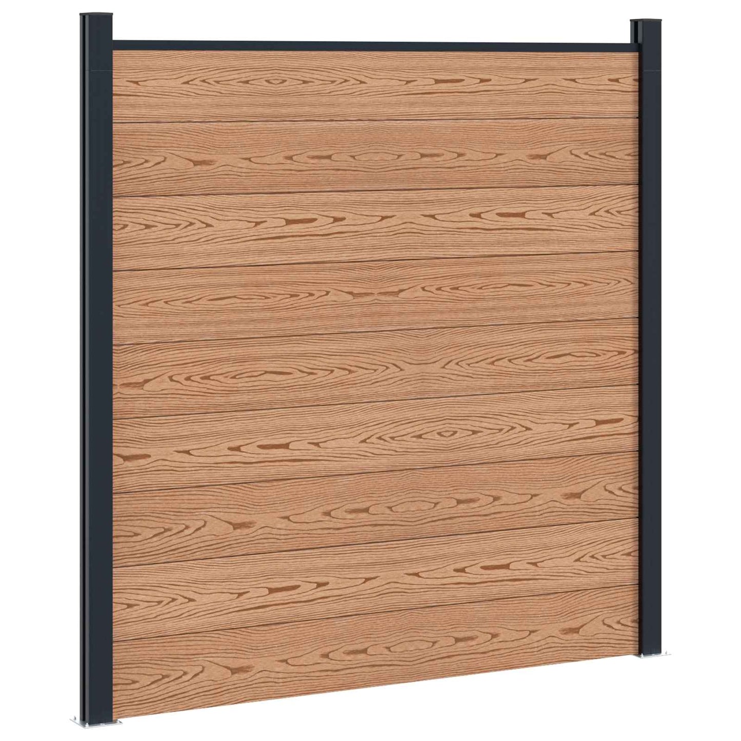 Fence Panel 4 pcs WPC and Aluminium Brown