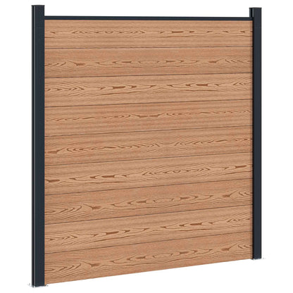 Fence Panel 4 pcs WPC and Aluminium Brown