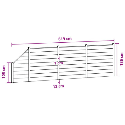 Fence Panel 4 pcs WPC and Aluminium Brown