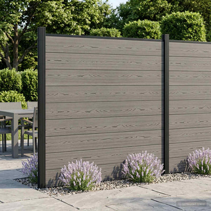 Fence Set 699 x 186 cm WPC and Aluminium Grey
