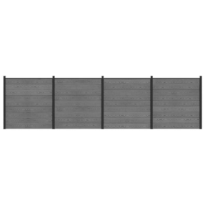 Fence Set 699 x 186 cm WPC and Aluminium Grey