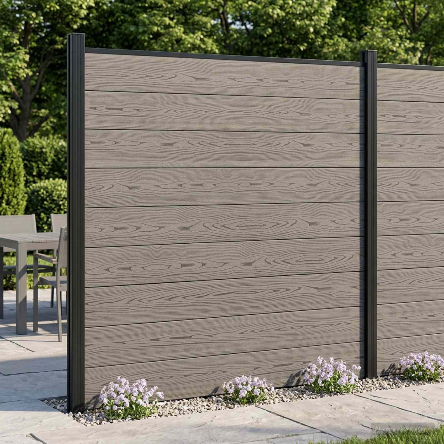 Fence Set 7 pcs 1218 x 186 cm WPC and Aluminium Grey
