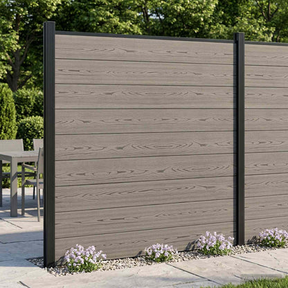 Fence Set 7 pcs 1218 x 186 cm WPC and Aluminium Grey