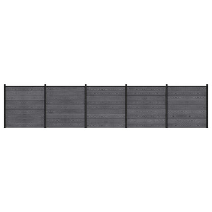 Fence Panel 5 pcs WPC and Aluminium Grey