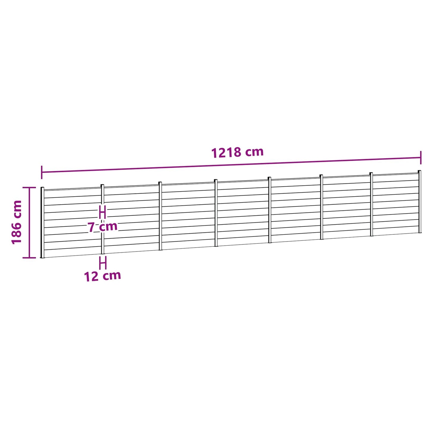 Fence Panel 7 pcs WPC and Aluminium Grey