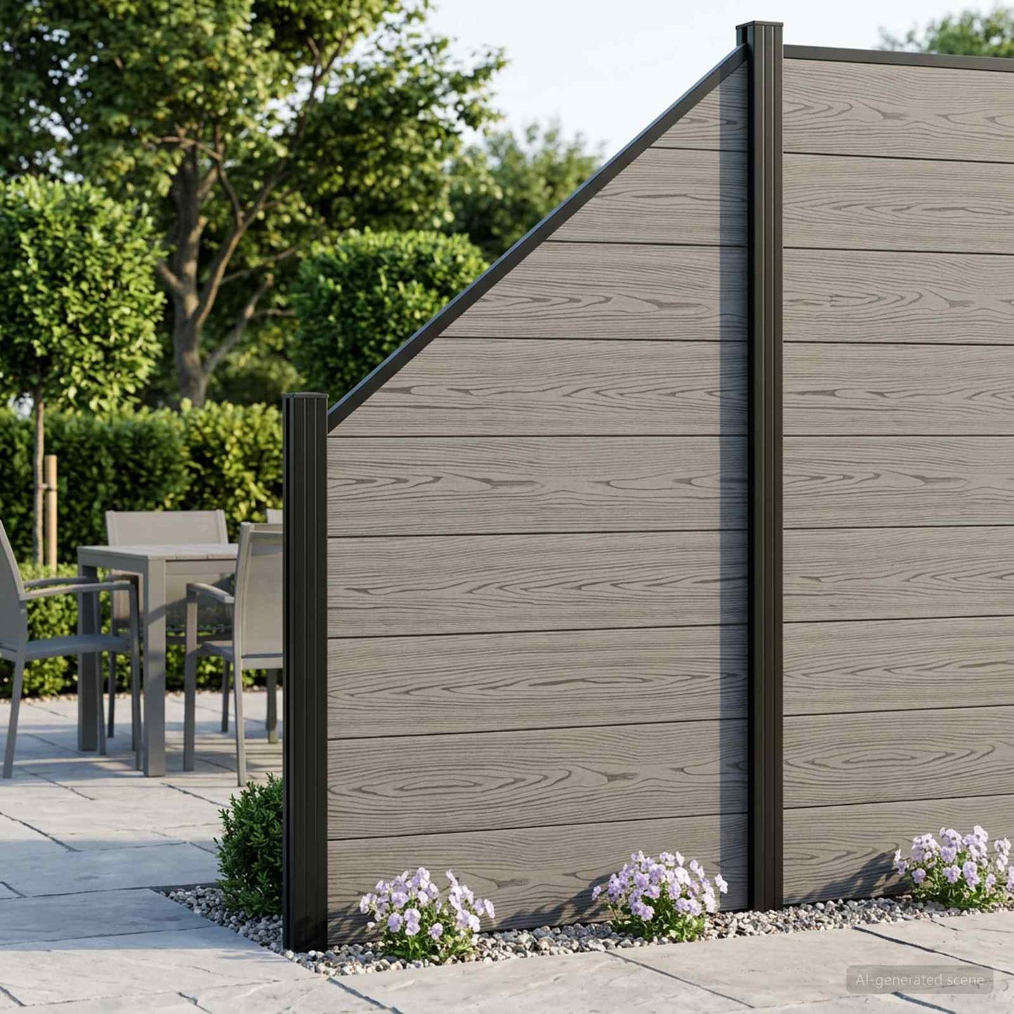 Fence Set 446 x 186 cm WPC and Aluminium Grey