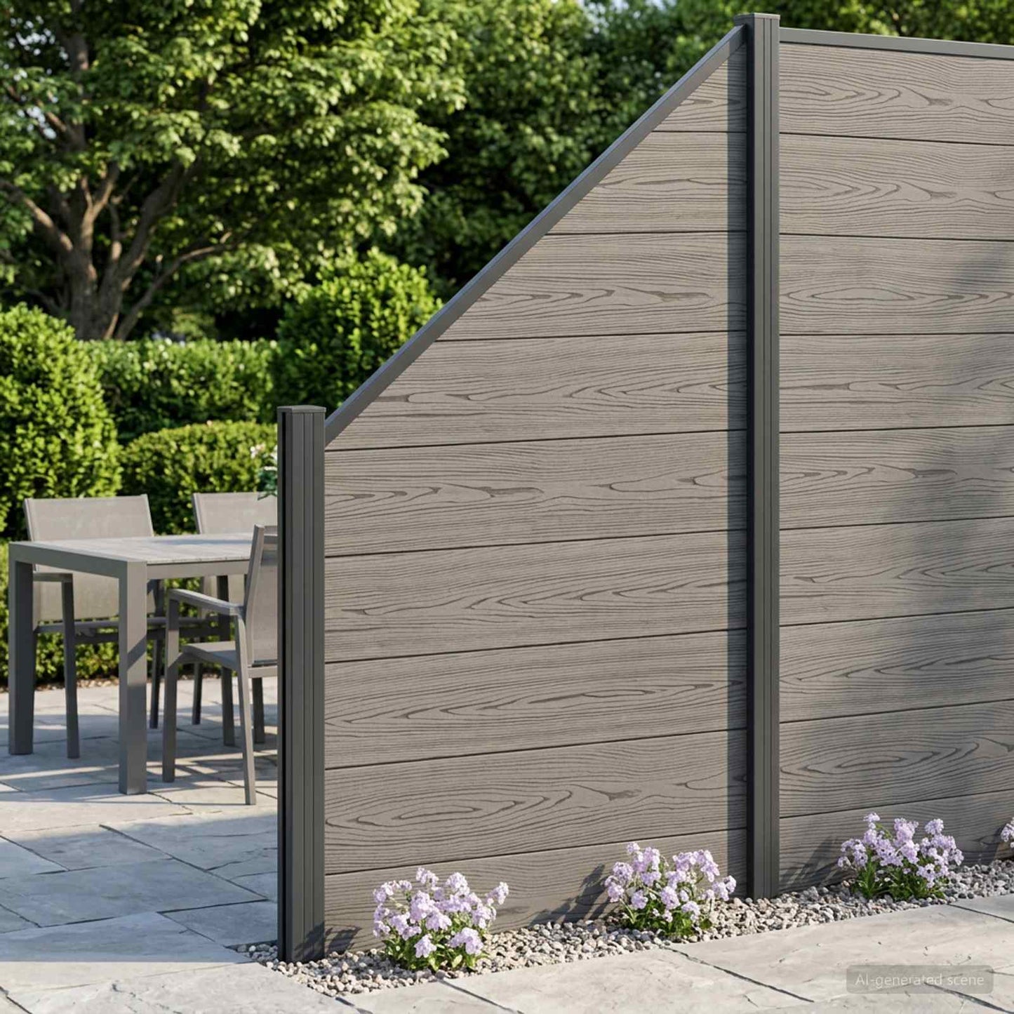 Fence Set 95 x 180 cm WPC and Aluminium Grey