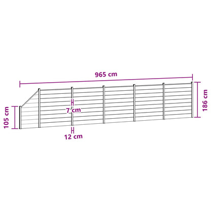 Fence Panel 6 pcs WPC and Aluminium Grey