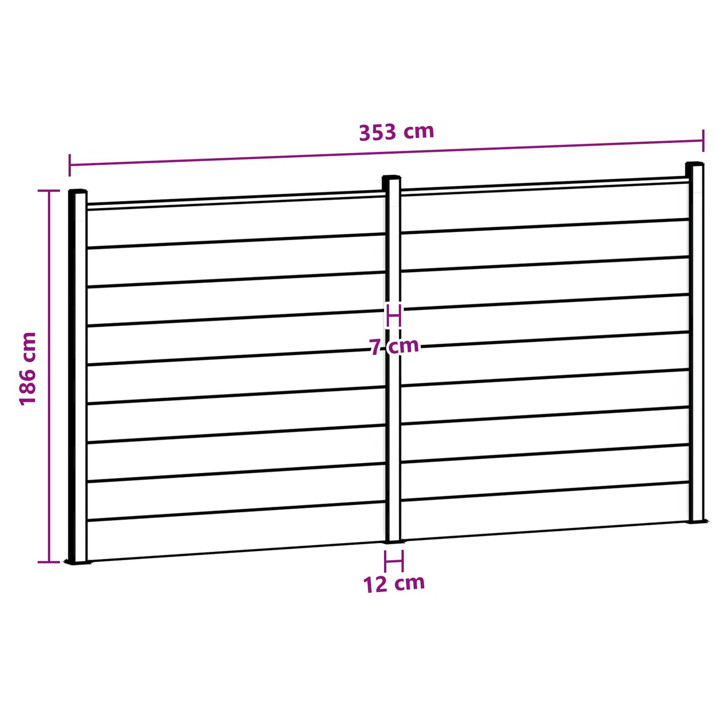 Fence Panel 2 pcs WPC and Aluminium Black