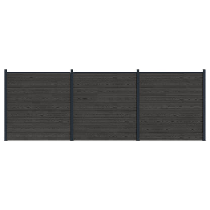 Fence Panel 3 pcs WPC and Aluminium Black
