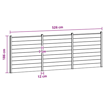 Fence Panel 3 pcs WPC and Aluminium Black