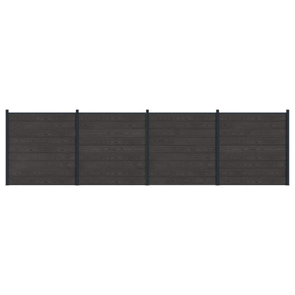 Fence Panel 4 pcs WPC and Aluminium Black