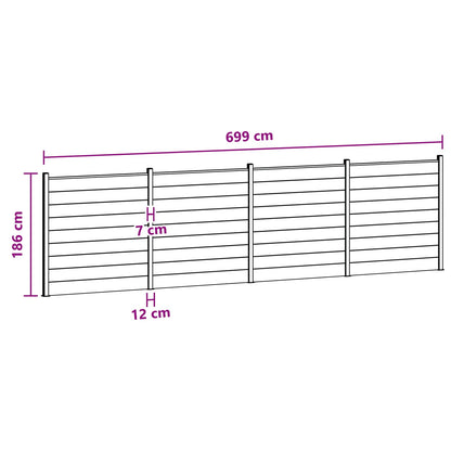 Fence Panel 4 pcs WPC and Aluminium Black