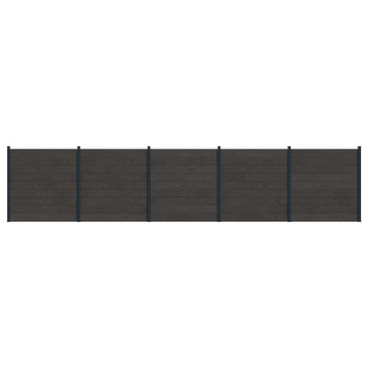 Fence Panel 5 pcs WPC and Aluminium Black
