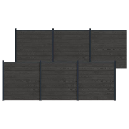 Fence Panel 6 pcs WPC and Aluminium Black