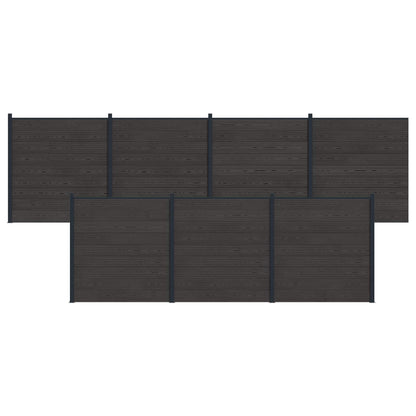 Fence Panel 7 pcs WPC and Aluminium Black