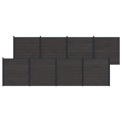 Fence Panel 8 pcs WPC and Aluminium Black
