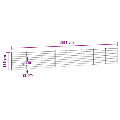 Fence Panel 8 pcs WPC and Aluminium Black