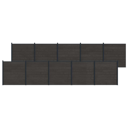 Fence Panel 10 pcs WPC and Aluminium Black