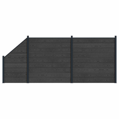 Fence Panel 3 pcs WPC and Aluminium Black
