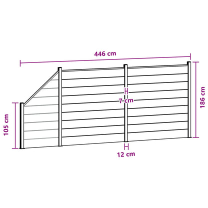 Fence Panel 3 pcs WPC and Aluminium Black