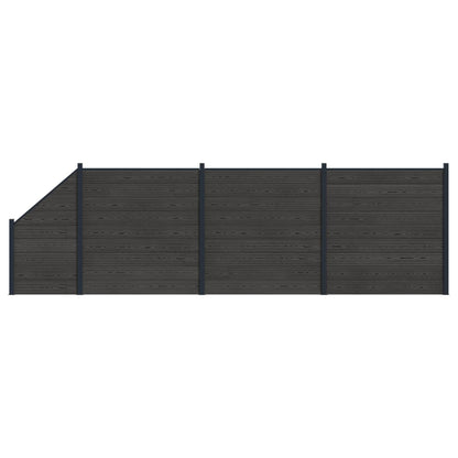 Fence Panel 4 pcs WPC and Aluminium Black