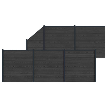 Fence Panel 6 pcs WPC and Aluminium Black