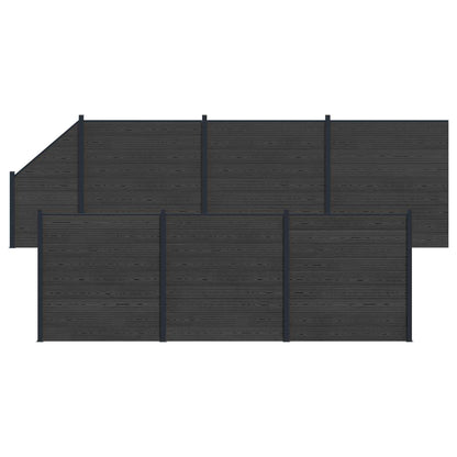 Fence Panel 7 pcs WPC and Aluminium Black