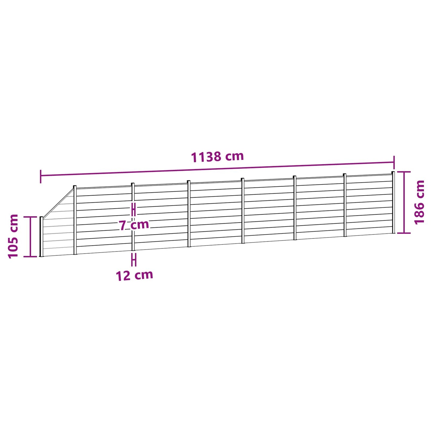 Fence Panel 7 pcs WPC and Aluminium Black