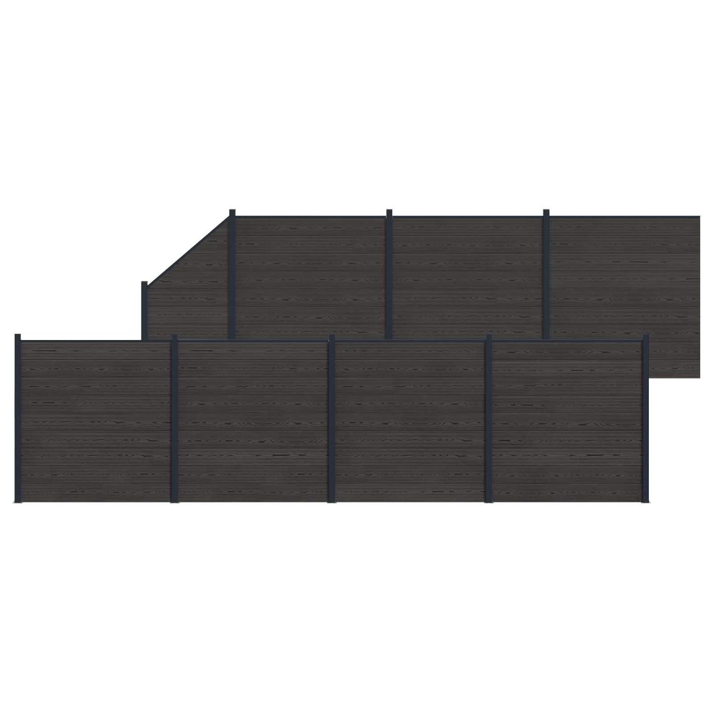 Fence Panel 8 pcs WPC and Aluminium Black