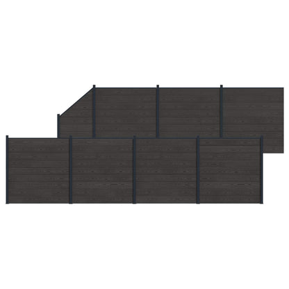 Fence Panel 8 pcs WPC and Aluminium Black