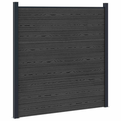 Fence Panel 8 pcs WPC and Aluminium Black