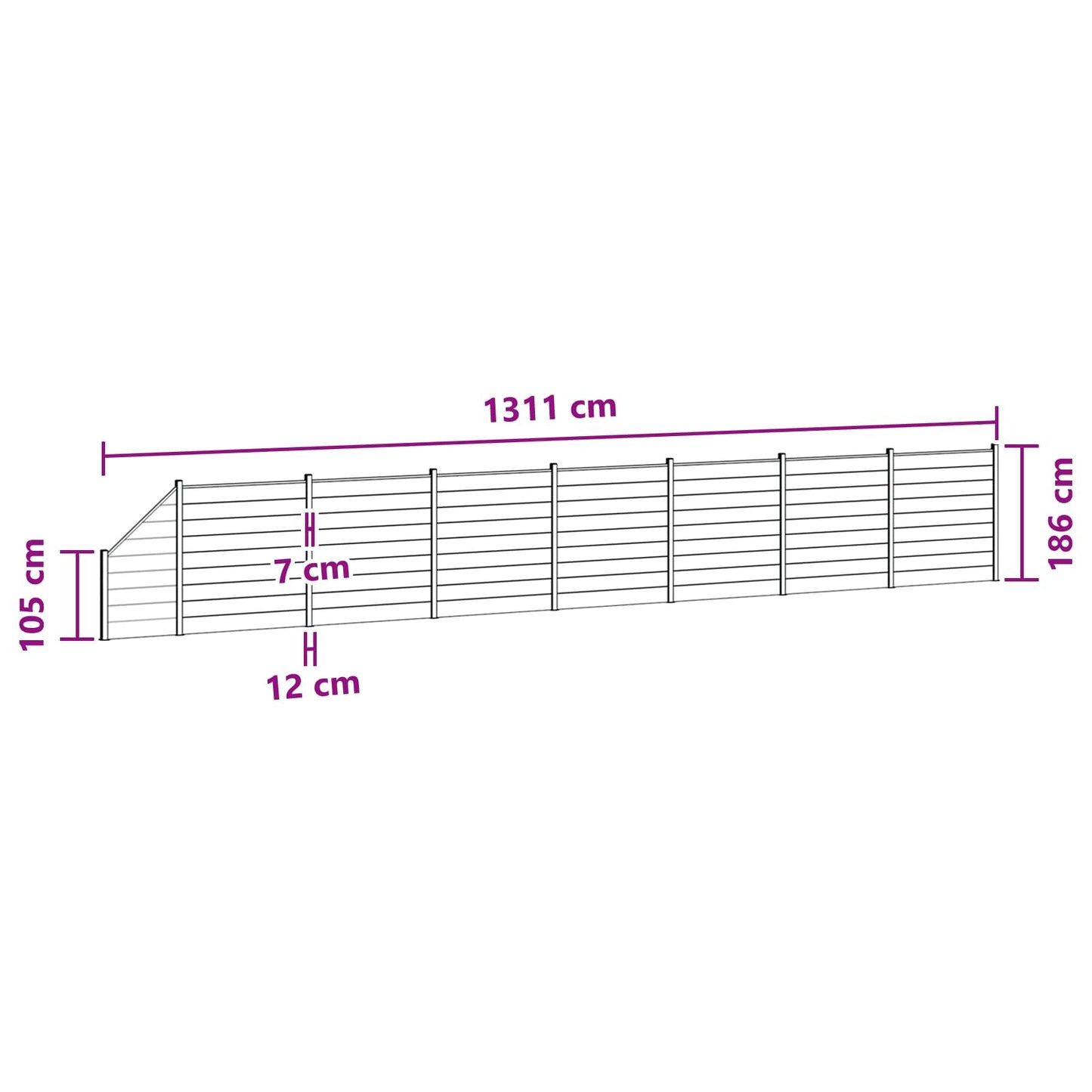 Fence Panel 8 pcs WPC and Aluminium Black