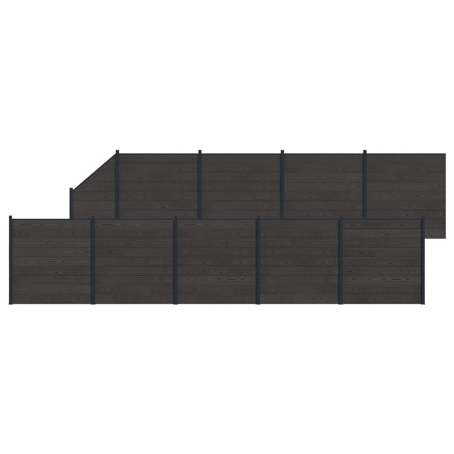 Fence Panel 10 pcs WPC and Aluminium Black