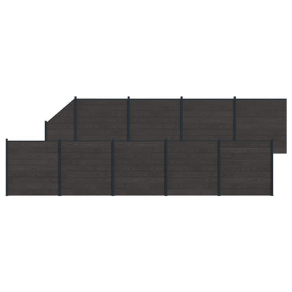 Fence Panel 10 pcs WPC and Aluminium Black